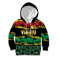 Vanuatu 46th Year Anniversary Kid Hoodie 30 July 1980 Hibiscus Seamless Pattern LT9 Hoodie Black - Polynesian Pride