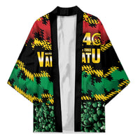 Vanuatu 46th Year Anniversary Kimono 30 July 1980 Hibiscus Seamless Pattern LT9 Unisex Black - Polynesian Pride