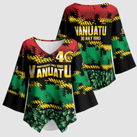 Vanuatu 46th Year Anniversary Kimono Sleeve Blouse 30 July 1980 Hibiscus Seamless Pattern LT9 - Polynesian Pride