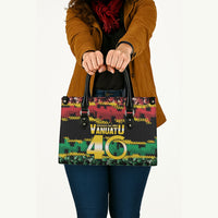 Vanuatu 46th Year Anniversary Leather Bag 30 July 1980 Hibiscus Seamless Pattern LT9 - Polynesian Pride
