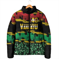 Vanuatu 46th Year Anniversary Padded Jacket 30 July 1980 Hibiscus Seamless Pattern LT9 - Polynesian Pride