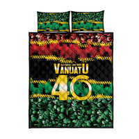 Vanuatu 46th Year Anniversary Quilt Bed Set 30 July 1980 Hibiscus Seamless Pattern LT9 - Polynesian Pride