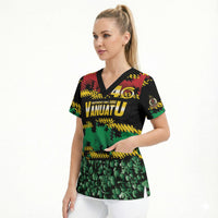 Vanuatu 46th Year Anniversary Scrub Top 30 July 1980 Hibiscus Seamless Pattern LT9 - Polynesian Pride