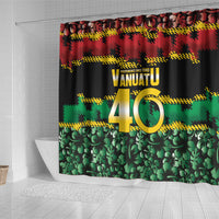 Vanuatu 46th Year Anniversary Shower Curtain 30 July 1980 Hibiscus Seamless Pattern LT9 - Polynesian Pride