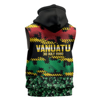 Vanuatu 46th Year Anniversary Sleeveless Hoodie 30 July 1980 Hibiscus Seamless Pattern LT9 - Polynesian Pride