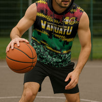 Vanuatu 46th Year Anniversary Sleeveless Hoodie 30 July 1980 Hibiscus Seamless Pattern LT9 - Polynesian Pride