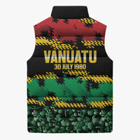 Vanuatu 46th Year Anniversary Sleeveless Puffer Jacket 30 July 1980 Hibiscus Seamless Pattern LT9 - Polynesian Pride