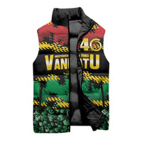 Vanuatu 46th Year Anniversary Sleeveless Puffer Jacket 30 July 1980 Hibiscus Seamless Pattern LT9 - Polynesian Pride