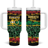 Vanuatu 46th Year Anniversary Tumbler With Handle 30 July 1980 Hibiscus Seamless Pattern LT9 One Size: 40 oz Black - Polynesian Pride