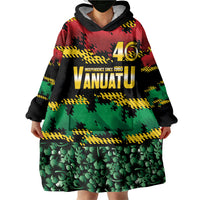 Vanuatu 46th Year Anniversary Wearable Blanket Hoodie 30 July 1980 Hibiscus Seamless Pattern LT9 - Polynesian Pride