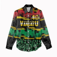 Vanuatu 46th Year Anniversary Women Casual Shirt 30 July 1980 Hibiscus Seamless Pattern LT9 - Polynesian Pride
