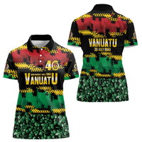 Vanuatu 46th Year Anniversary Women Polo Shirt 30 July 1980 Hibiscus Seamless Pattern LT9 - Polynesian Pride