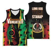 Vanuatu 46th Year Anniversary Basketball Jersey Tamtam Slit Drums Long God Yumi Stanap LT9 - Polynesian Pride