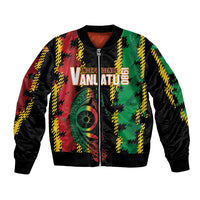 Vanuatu 46th Year Anniversary Bomber Jacket Tamtam Slit Drums Long God Yumi Stanap LT9 Unisex Black - Polynesian Pride