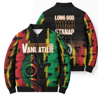 Vanuatu 46th Year Anniversary Bomber Puffer Jacket Tamtam Slit Drums Long God Yumi Stanap LT9 - Polynesian Pride