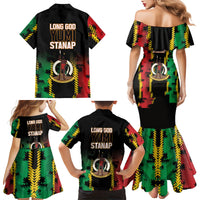 Vanuatu 46th Year Anniversary Family Matching Mermaid Dress and Hawaiian Shirt Tamtam Slit Drums Long God Yumi Stanap
