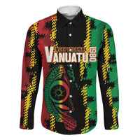 Vanuatu 46th Year Anniversary Family Matching Off The Shoulder Long Sleeve Dress and Hawaiian Shirt Tamtam Slit Drums Long God Yumi Stanap