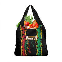 Vanuatu 46th Year Anniversary Grocery Bag Tamtam Slit Drums Long God Yumi Stanap LT9 1-pack One Size Black - Polynesian Pride