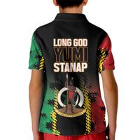 Vanuatu 46th Year Anniversary Kid Polo Shirt Tamtam Slit Drums Long God Yumi Stanap LT9 - Polynesian Pride