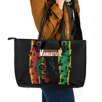 Vanuatu 46th Year Anniversary Leather Tote Bag Tamtam Slit Drums Long God Yumi Stanap LT9 - Polynesian Pride