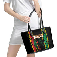 Vanuatu 46th Year Anniversary Leather Tote Bag Tamtam Slit Drums Long God Yumi Stanap LT9 - Polynesian Pride