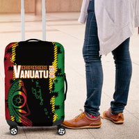 Vanuatu 46th Year Anniversary Luggage Cover Tamtam Slit Drums Long God Yumi Stanap LT9 Black - Polynesian Pride