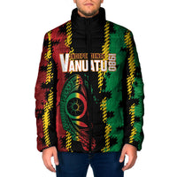 Vanuatu 46th Year Anniversary Padded Jacket Tamtam Slit Drums Long God Yumi Stanap LT9 Men Black - Polynesian Pride