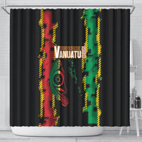 Vanuatu 46th Year Anniversary Shower Curtain Tamtam Slit Drums Long God Yumi Stanap LT9 - Polynesian Pride