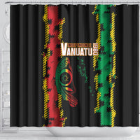 Vanuatu 46th Year Anniversary Shower Curtain Tamtam Slit Drums Long God Yumi Stanap LT9 - Polynesian Pride