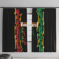 Vanuatu 46th Year Anniversary Window Curtain Tamtam Slit Drums Long God Yumi Stanap LT9 With Hooks Black - Polynesian Pride
