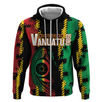 Vanuatu 46th Year Anniversary Zip Hoodie Tamtam Slit Drums Long God Yumi Stanap LT9 Zip Hoodie Black - Polynesian Pride