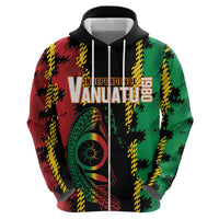 Vanuatu 46th Year Anniversary Zip Hoodie Tamtam Slit Drums Long God Yumi Stanap LT9 - Polynesian Pride