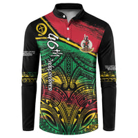 Vanuatu 46th Year Anniversary Button Sweatshirt Vintage Grunge Vanuatu Flag Heritage LT9 Black - Polynesian Pride