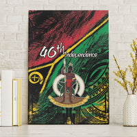 Vanuatu 46th Year Anniversary Canvas Wall Art Vintage Grunge Vanuatu Flag Heritage LT9 Without Frame Black - Polynesian Pride