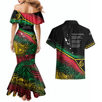 Vanuatu 46th Year Anniversary Couples Matching Mermaid Dress and Hawaiian Shirt Vintage Grunge Vanuatu Flag Heritage