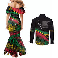 Vanuatu 46th Year Anniversary Couples Matching Mermaid Dress and Long Sleeve Button Shirt Vintage Grunge Vanuatu Flag Heritage