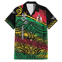Vanuatu 46th Year Anniversary Family Matching Short Sleeve Bodycon Dress and Hawaiian Shirt Vintage Grunge Vanuatu Flag Heritage