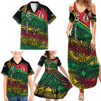 Vanuatu 46th Year Anniversary Family Matching Summer Maxi Dress and Hawaiian Shirt Vintage Grunge Vanuatu Flag Heritage