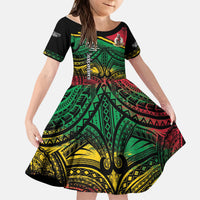 Vanuatu 46th Year Anniversary Kid Short Sleeve Dress Vintage Grunge Vanuatu Flag Heritage LT9 KID Black - Polynesian Pride