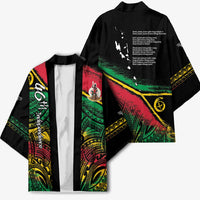 Vanuatu 46th Year Anniversary Kimono Vintage Grunge Vanuatu Flag Heritage LT9 - Polynesian Pride