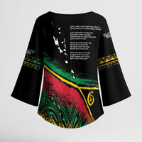 Vanuatu 46th Year Anniversary Kimono Sleeve Blouse Vintage Grunge Vanuatu Flag Heritage LT9 - Polynesian Pride