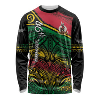 Vanuatu 46th Year Anniversary Long Sleeve Shirt Vintage Grunge Vanuatu Flag Heritage LT9 Unisex Black - Polynesian Pride