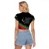 Vanuatu 46th Year Anniversary Raglan Cropped T Shirt Vintage Grunge Vanuatu Flag Heritage LT9 - Polynesian Pride