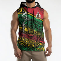Vanuatu 46th Year Anniversary Sleeveless Hoodie Vintage Grunge Vanuatu Flag Heritage LT9 - Polynesian Pride