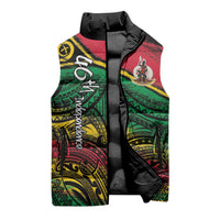 Vanuatu 46th Year Anniversary Sleeveless Puffer Jacket Vintage Grunge Vanuatu Flag Heritage LT9 - Polynesian Pride