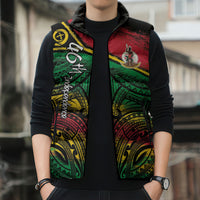 Vanuatu 46th Year Anniversary Sleeveless Puffer Jacket Vintage Grunge Vanuatu Flag Heritage LT9 - Polynesian Pride