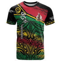 Vanuatu 46th Year Anniversary T Shirt Vintage Grunge Vanuatu Flag Heritage LT9 Black - Polynesian Pride