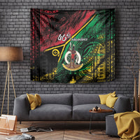 Vanuatu 46th Year Anniversary Tapestry Vintage Grunge Vanuatu Flag Heritage LT9 Black - Polynesian Pride