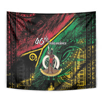 Vanuatu 46th Year Anniversary Tapestry Vintage Grunge Vanuatu Flag Heritage LT9 - Polynesian Pride