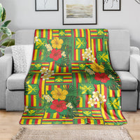 Hawaii Kanaka Maoli Hibiscus Blanket Hawaiian Flag Motif